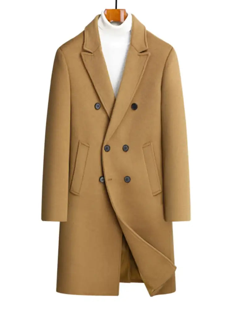 Men’s Plus Size Double-Breasted Wool Overcoat