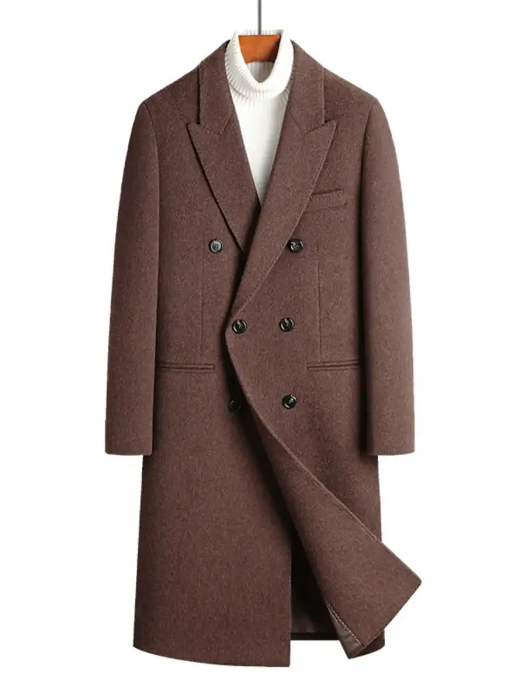 Men’s Plus Size Double-Breasted Wool Overcoat