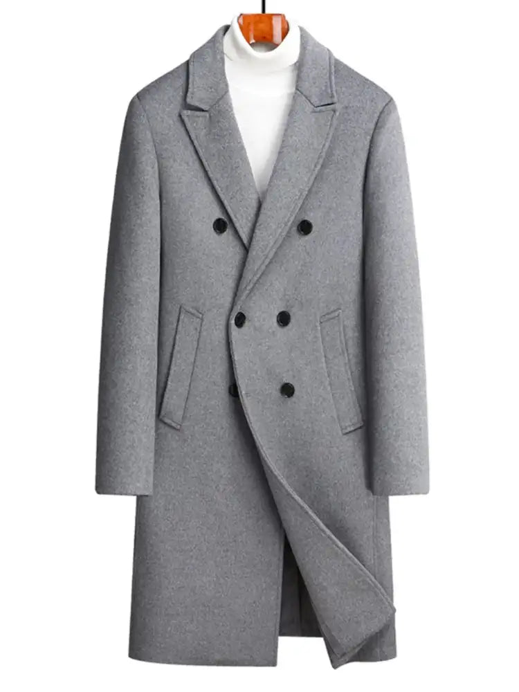Men’s Plus Size Double-Breasted Wool Overcoat