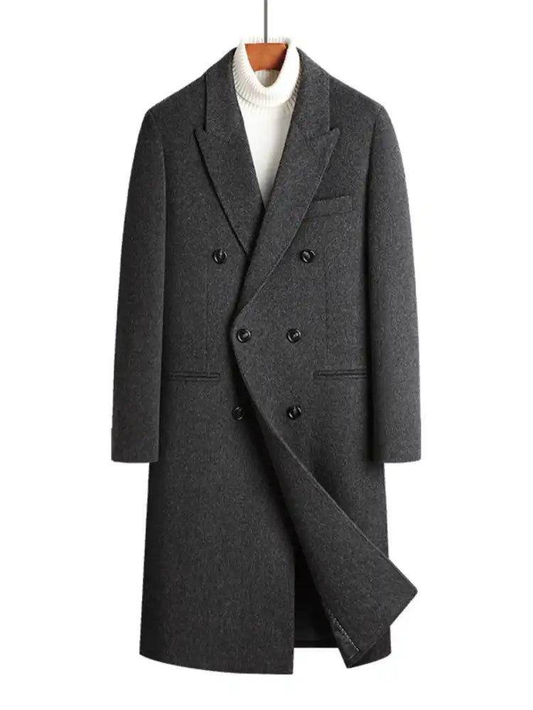 Men’s Plus Size Double-Breasted Wool Overcoat