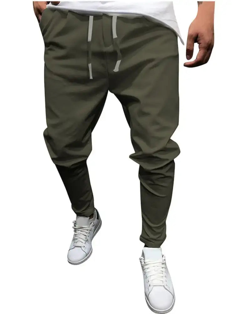 Men’s Plus Size Drawstring Cropped Slim Pants