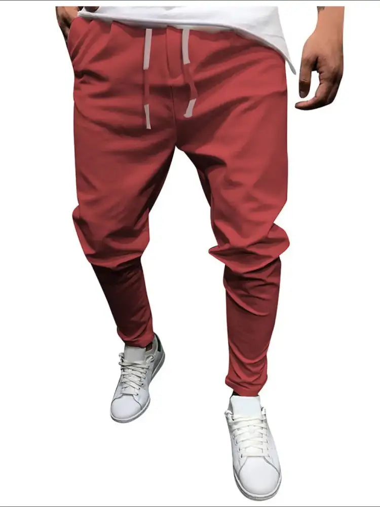 Men’s Plus Size Drawstring Cropped Slim Pants