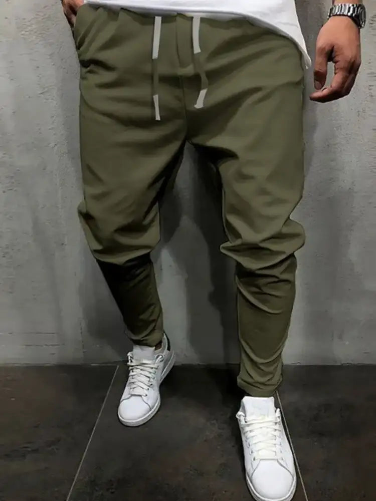 Men’s Plus Size Drawstring Cropped Slim Pants