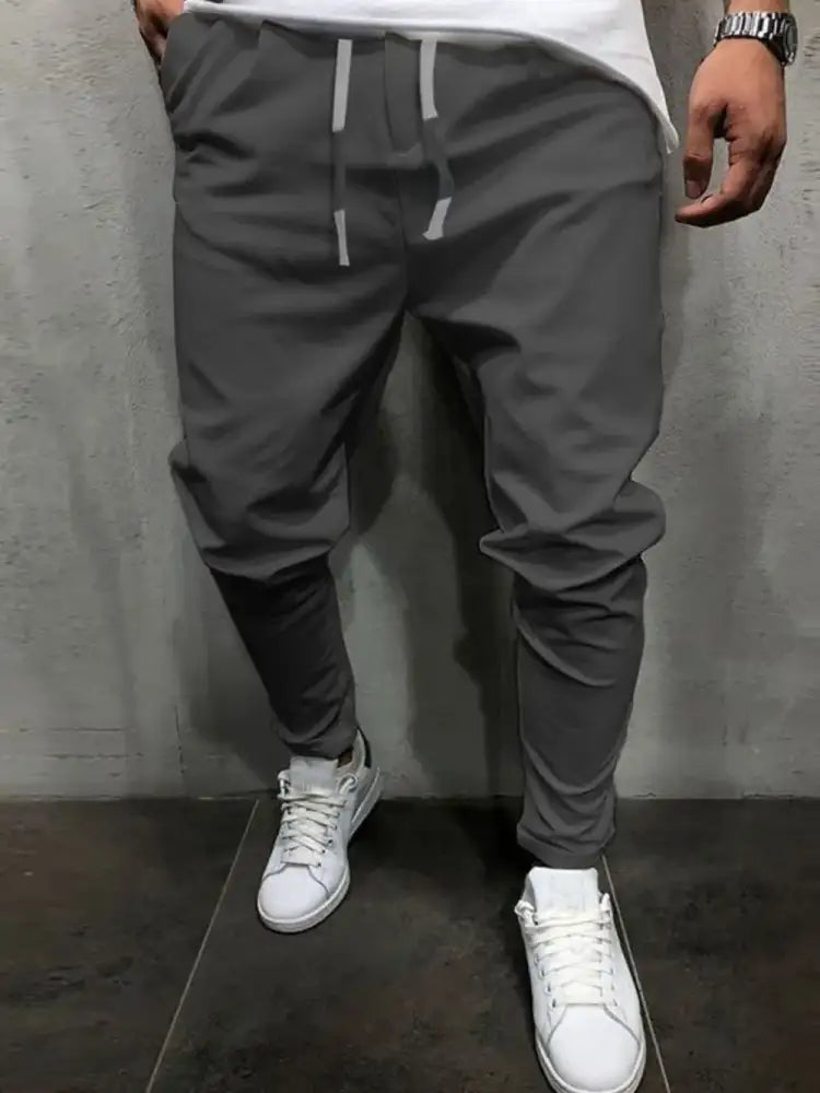 Men’s Plus Size Drawstring Cropped Slim Pants