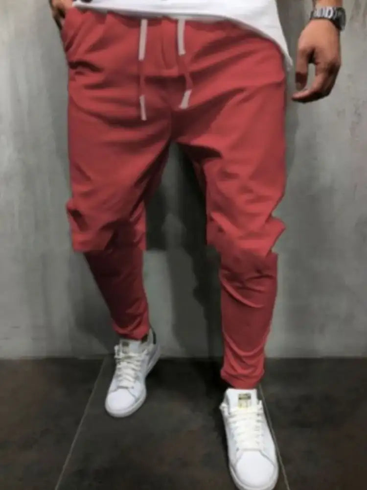 Men’s Plus Size Drawstring Cropped Slim Pants