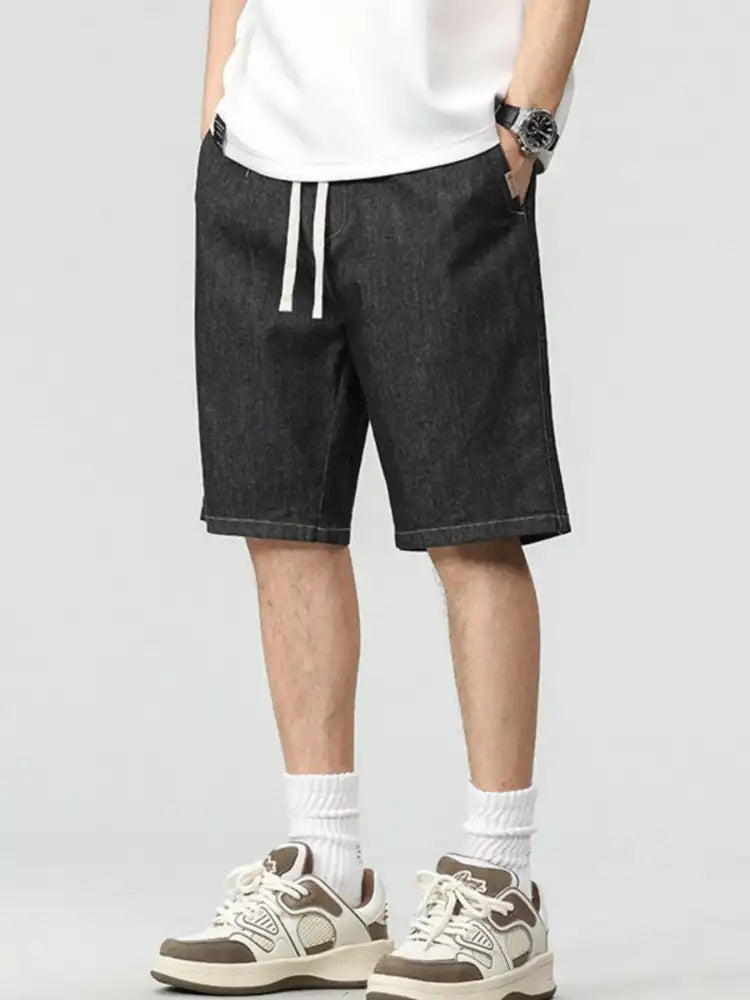 Men’s Plus Size Drawstring Denim Shorts