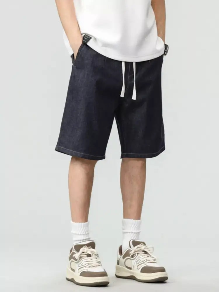 Men’s Plus Size Drawstring Denim Shorts