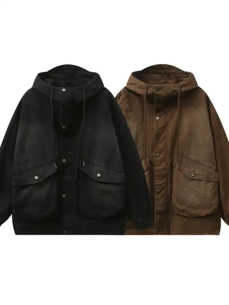 Men’s Plus Size Drawstring Long Sleeve Jacket