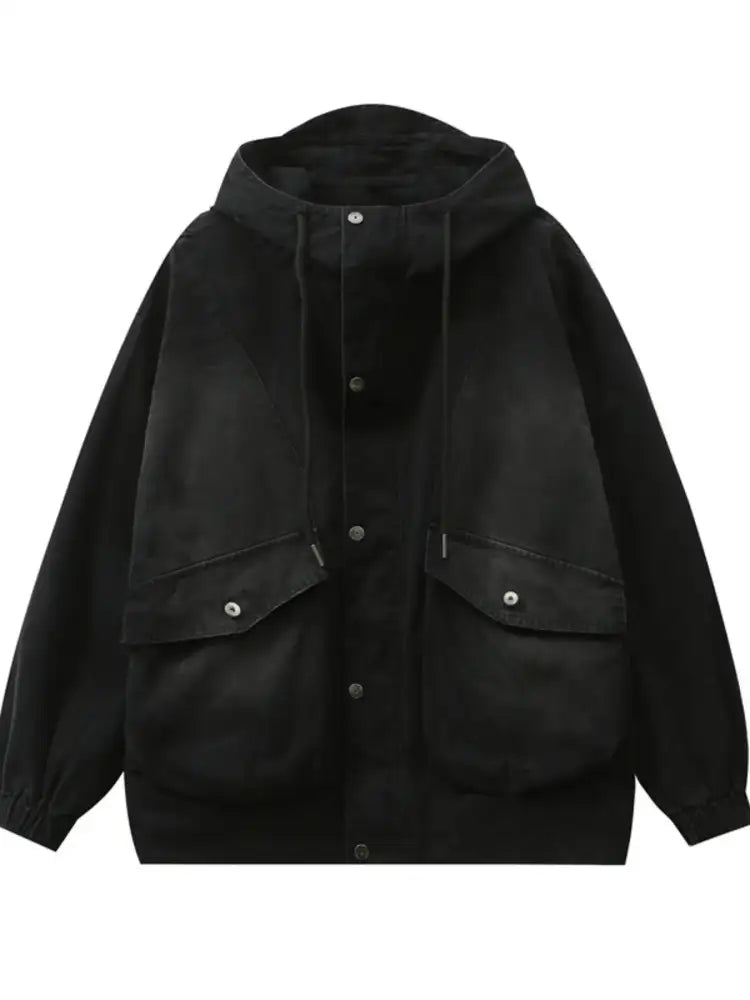 Men’s Plus Size Drawstring Long Sleeve Jacket