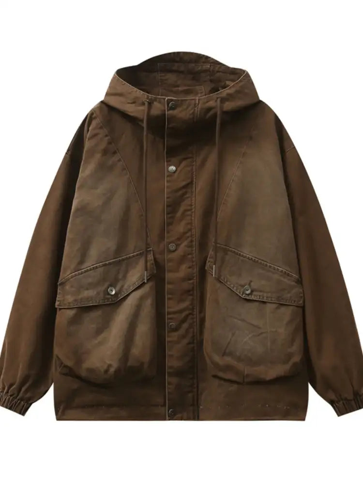 Men’s Plus Size Drawstring Long Sleeve Jacket