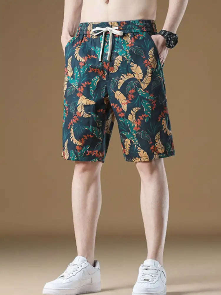 Men’s Plus Size Drawstring Printed Loose Fit Shorts