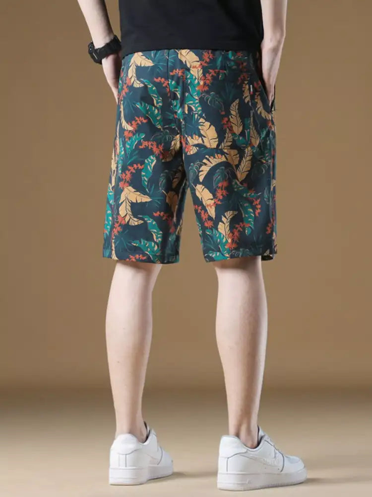 Men’s Plus Size Drawstring Printed Loose Fit Shorts