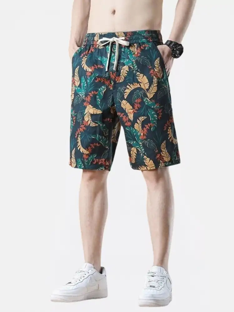 Men’s Plus Size Drawstring Printed Loose Fit Shorts
