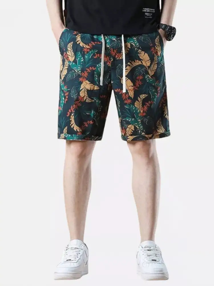 Men’s Plus Size Drawstring Printed Loose Fit Shorts