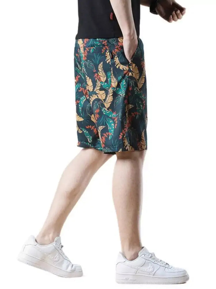 Men’s Plus Size Drawstring Printed Loose Fit Shorts