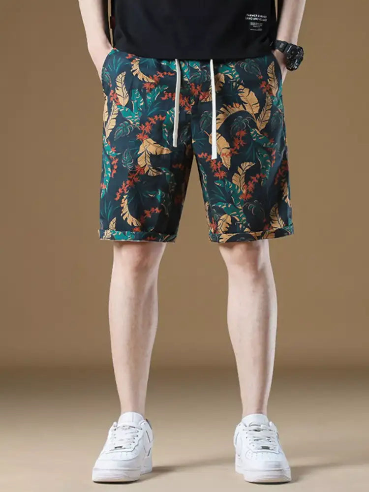 Men’s Plus Size Drawstring Printed Loose Fit Shorts