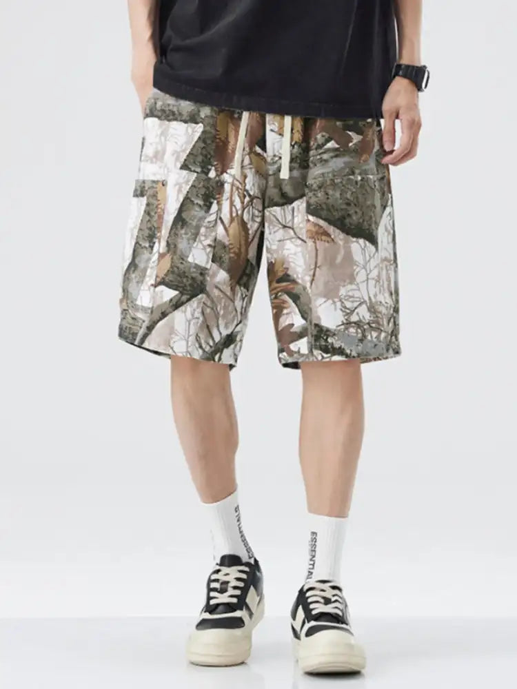 Men’s Plus Size Drawstring Printed Shorts