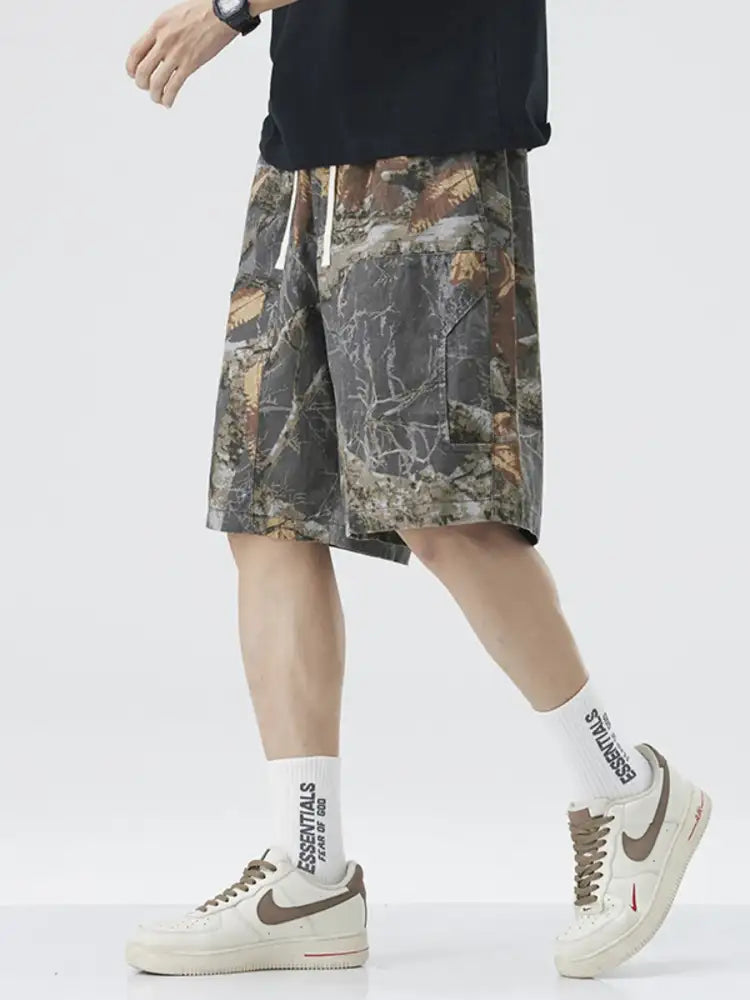 Men’s Plus Size Drawstring Printed Shorts