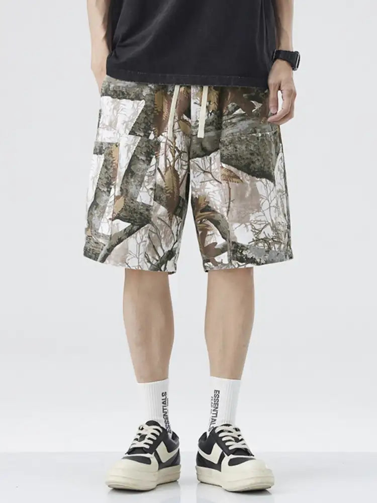 Men’s Plus Size Drawstring Printed Shorts