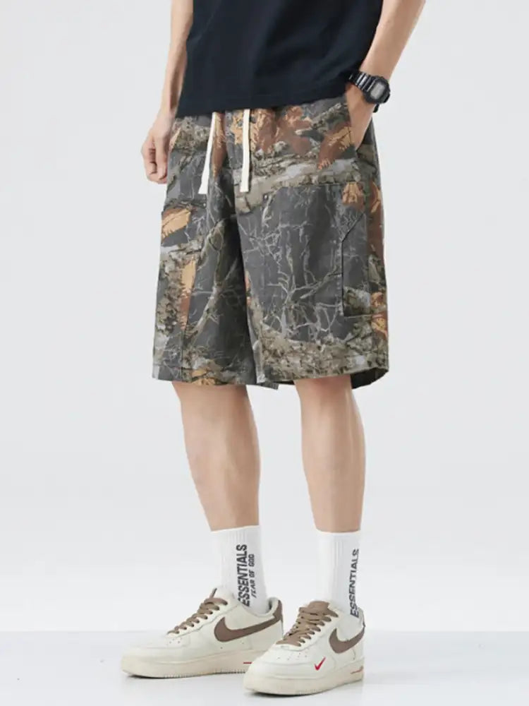Men’s Plus Size Drawstring Printed Shorts