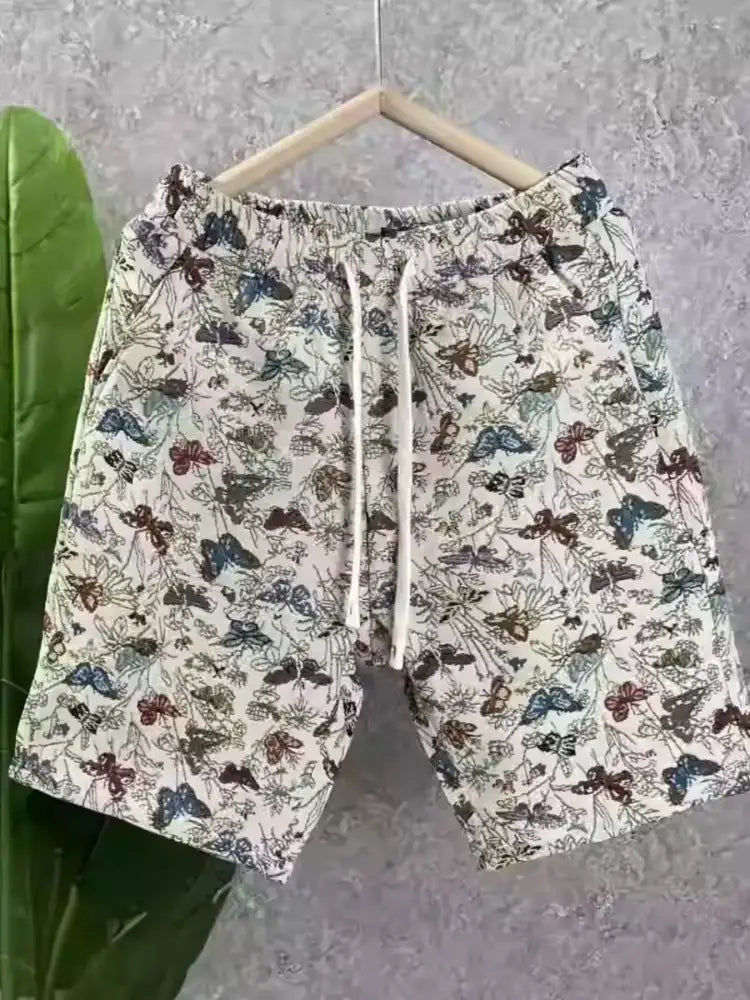 Men’s Plus Size Drawstring Printed Shorts