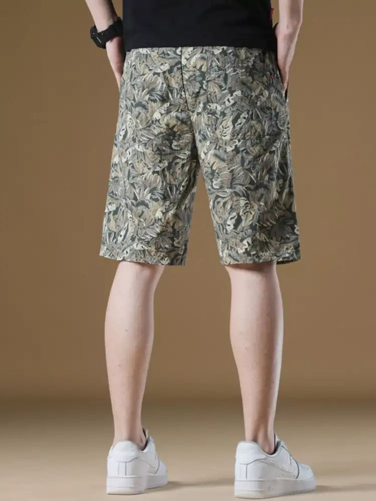 Men’s Plus Size Drawstring Printed Wide-Leg Shorts