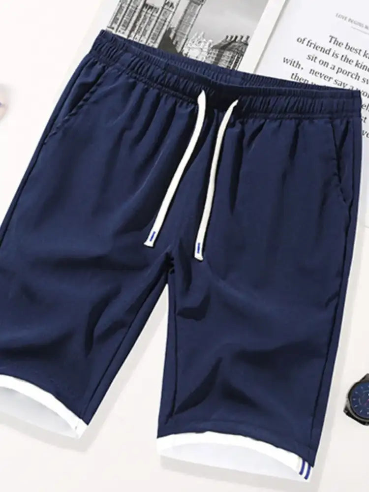 Men’s Plus Size Drawstring Shorts with Pockets