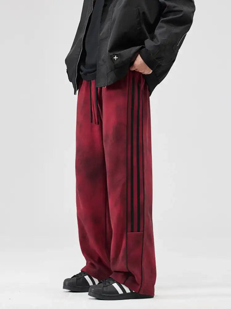 Men’s Plus Size Drawstring Striped Loose Fit Pants