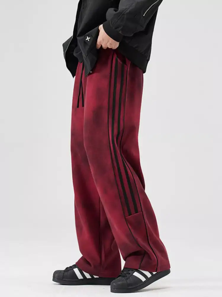 Men’s Plus Size Drawstring Striped Loose Fit Pants