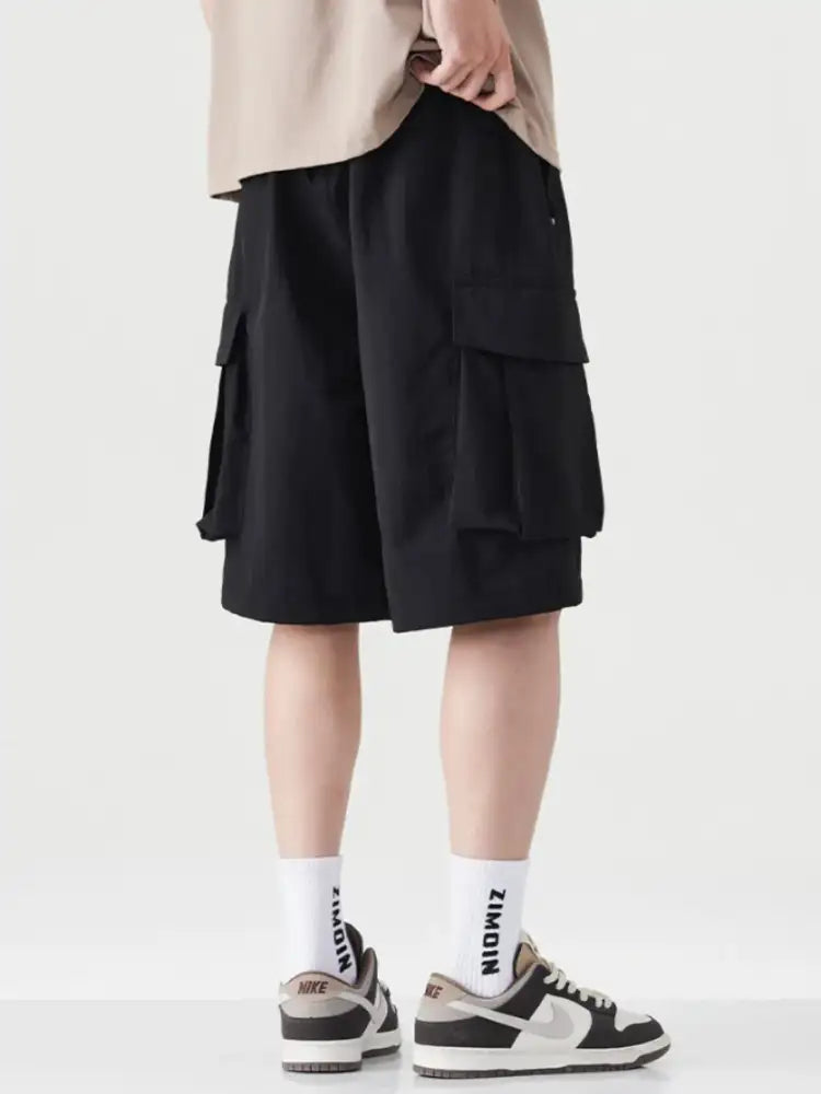 Men’s Plus Size Drawstring Wide Leg Cargo Shorts