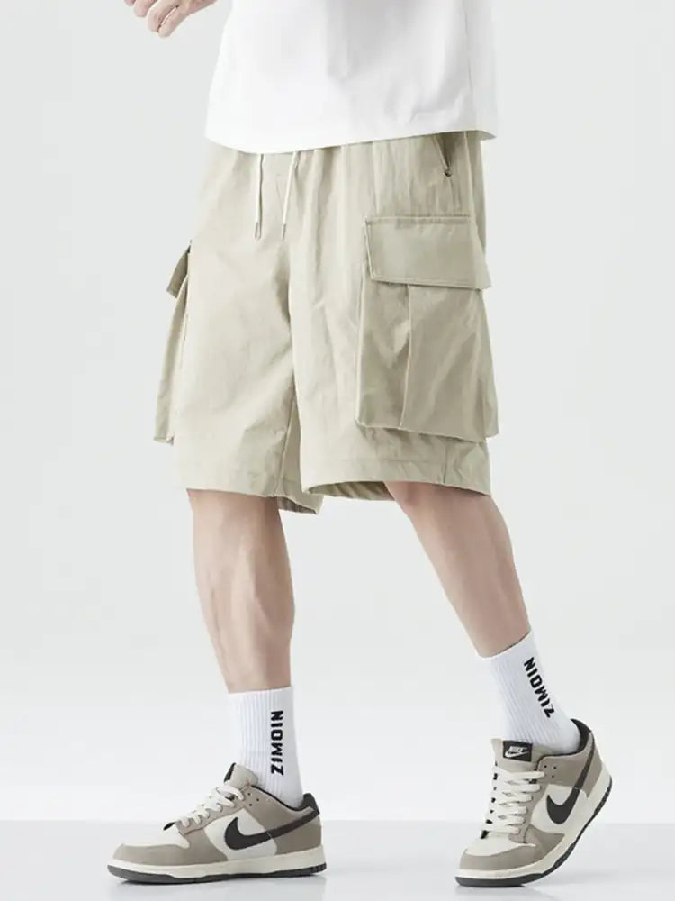 Men’s Plus Size Drawstring Wide Leg Cargo Shorts