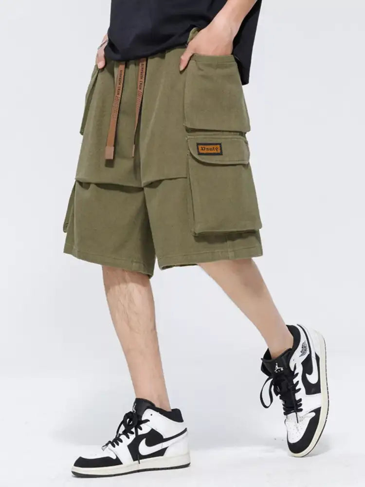 Men’s Plus Size Drawstring Wide Leg Cargo Shorts