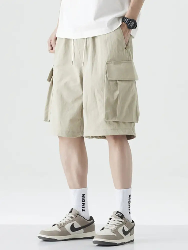 Men’s Plus Size Drawstring Wide Leg Cargo Shorts
