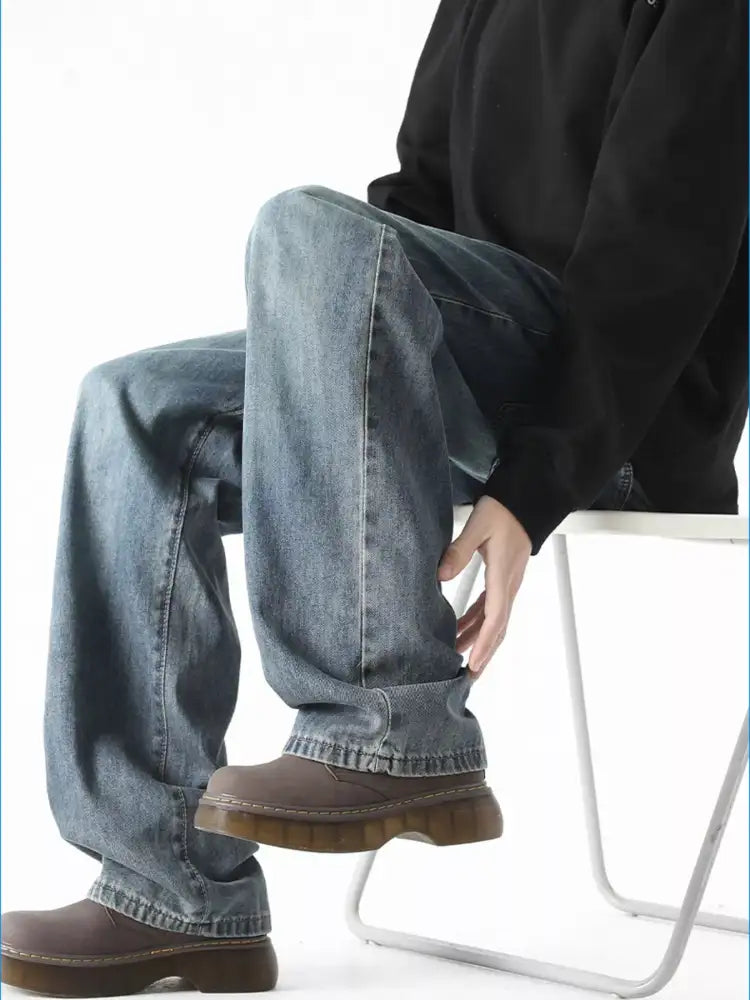 Men’s Plus Size Drawstring Wide Leg Jeans