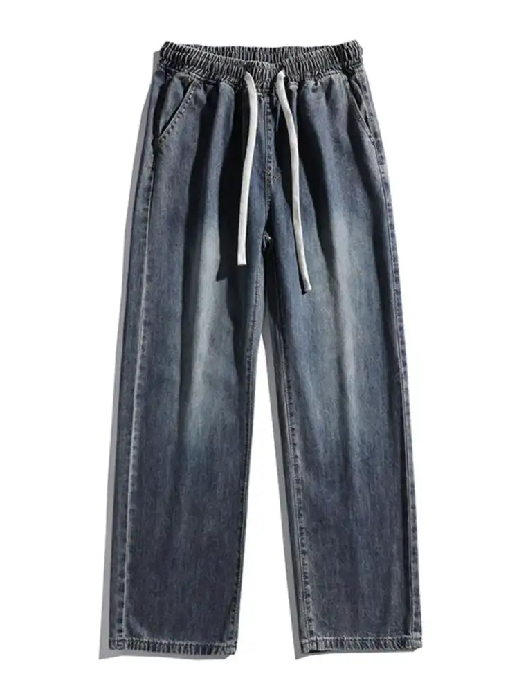 Men’s Plus Size Drawstring Wide Leg Jeans