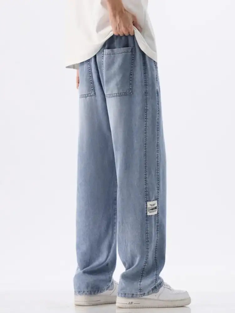 Men’s Plus Size Drawstring Wide Leg Jeans