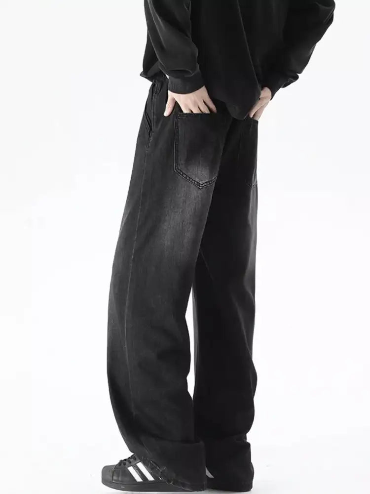 Men’s Plus Size Drawstring Wide Leg Jeans