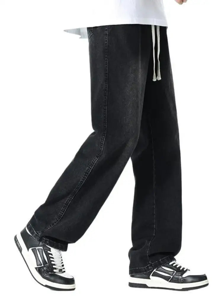 Men’s Plus Size Drawstring Wide Leg Jeans