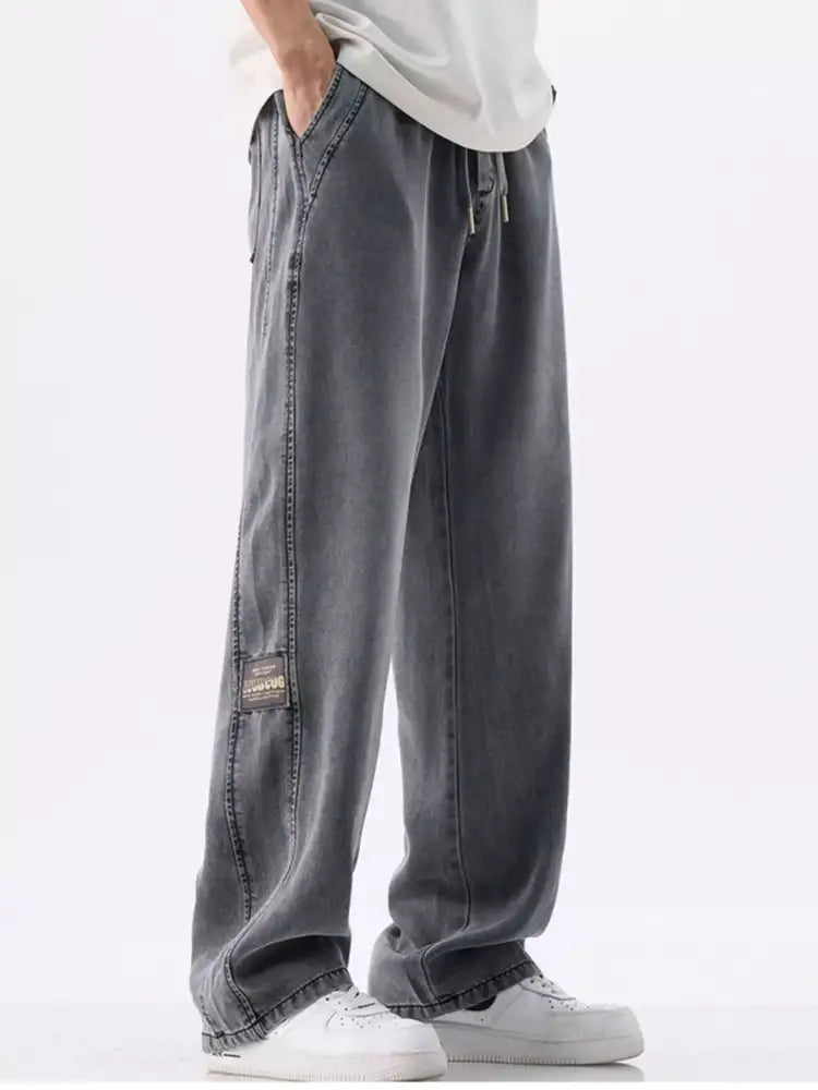 Men’s Plus Size Drawstring Wide Leg Jeans