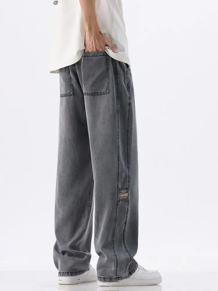 Men’s Plus Size Drawstring Wide Leg Jeans