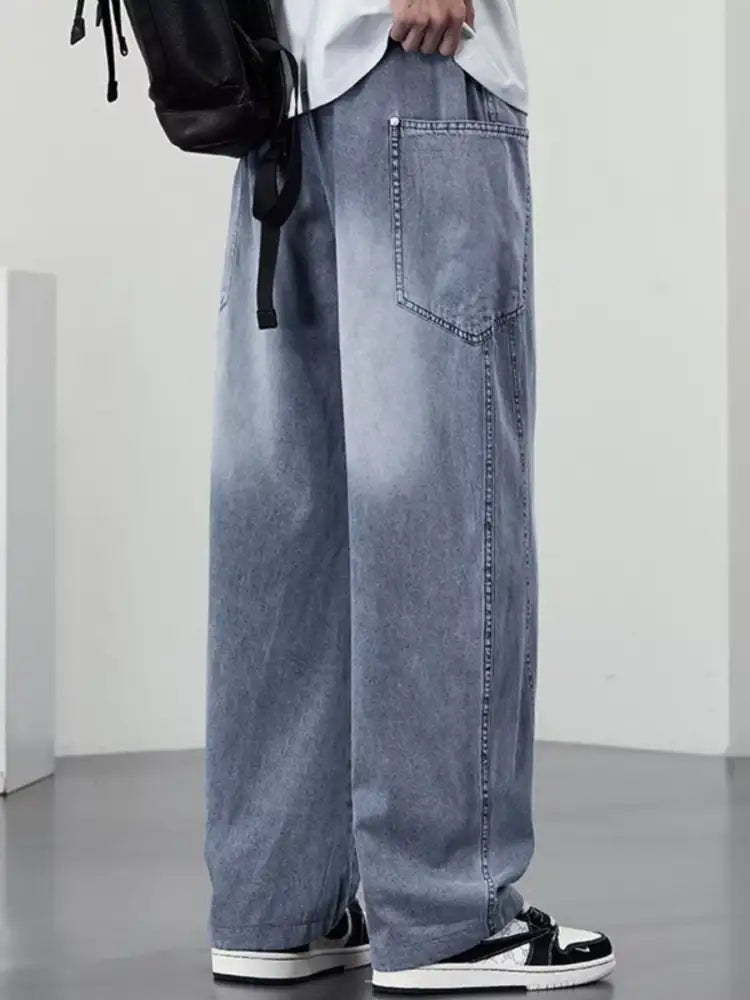 Men’s Plus Size Drawstring Wide Leg Jeans