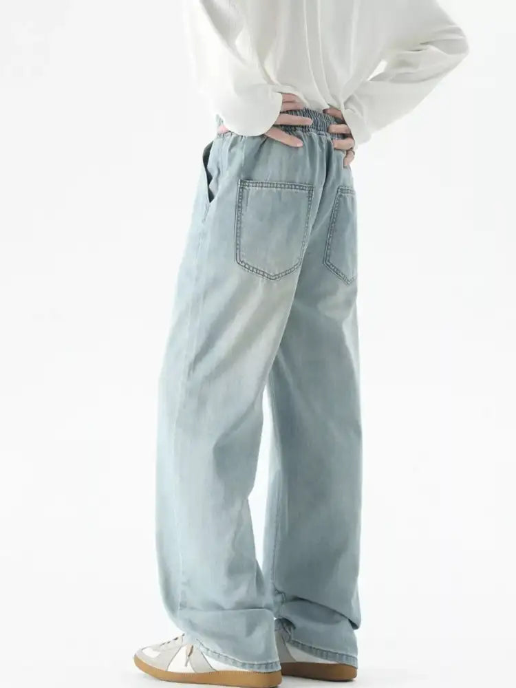 Men’s Plus Size Drawstring Wide Leg Jeans