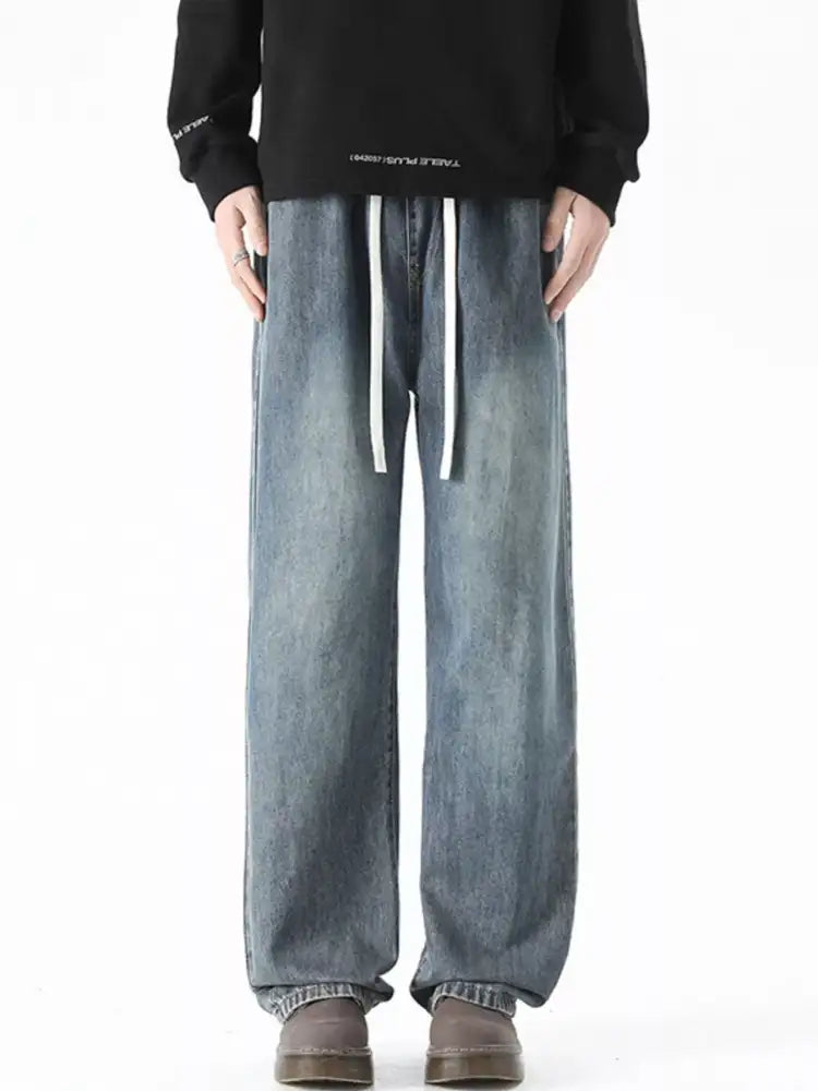 Men’s Plus Size Drawstring Wide Leg Jeans