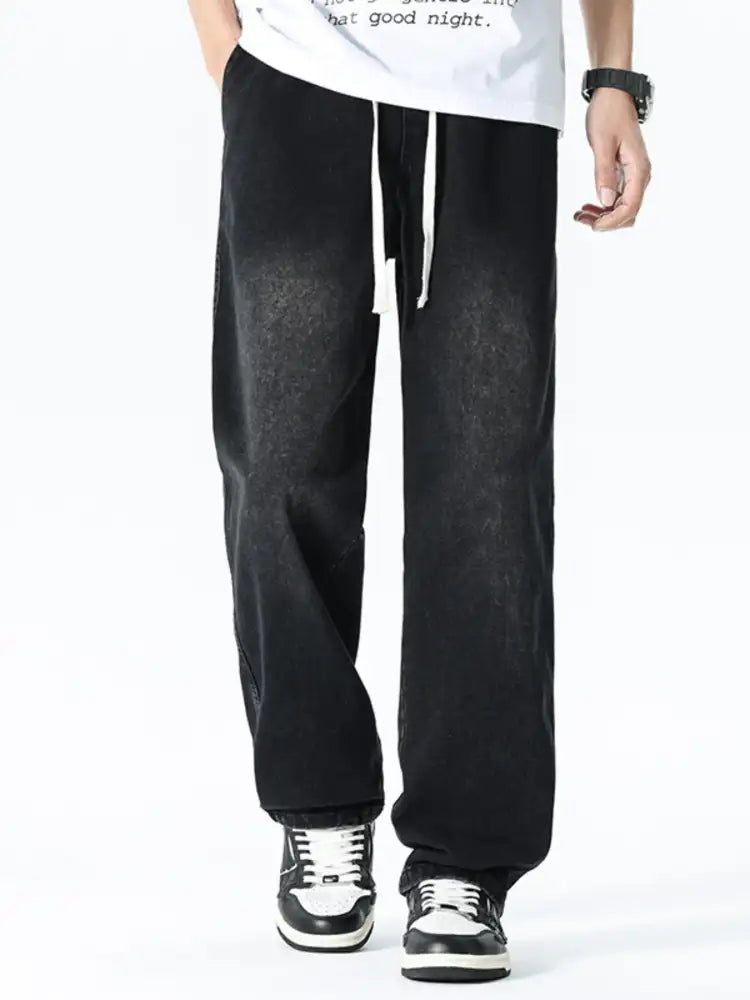Men’s Plus Size Drawstring Wide Leg Jeans