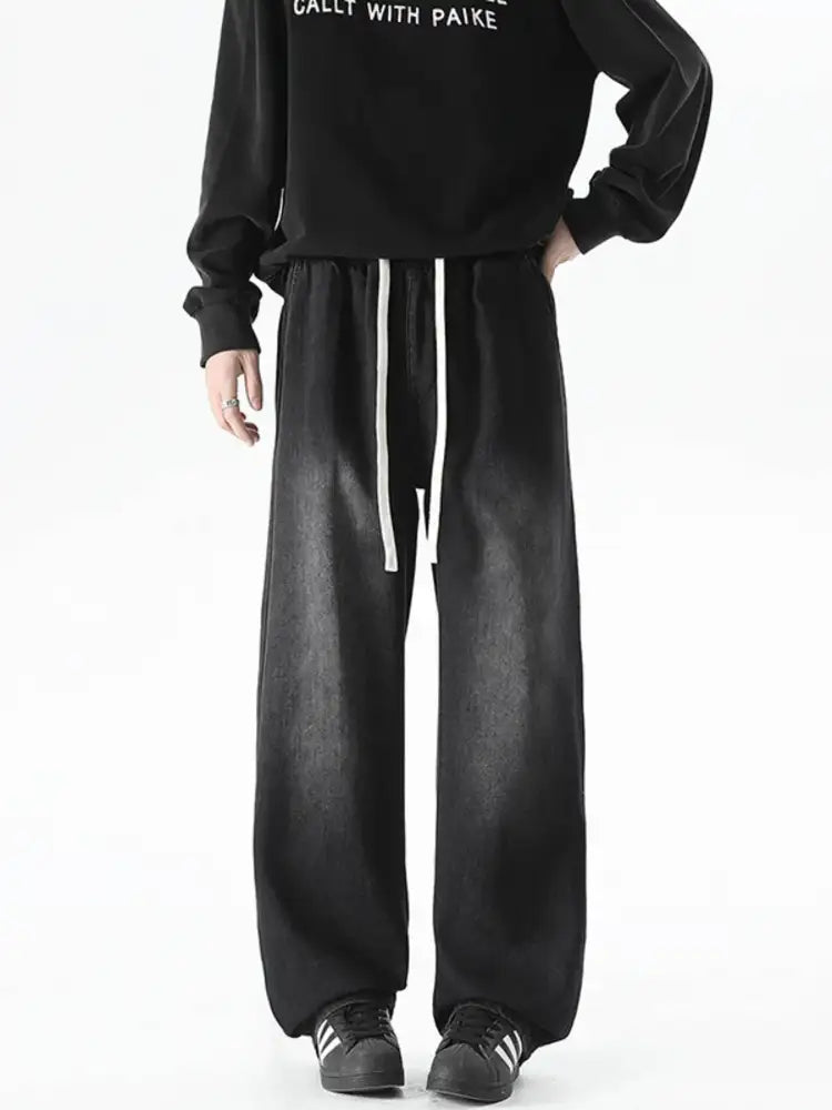 Men’s Plus Size Drawstring Wide Leg Jeans