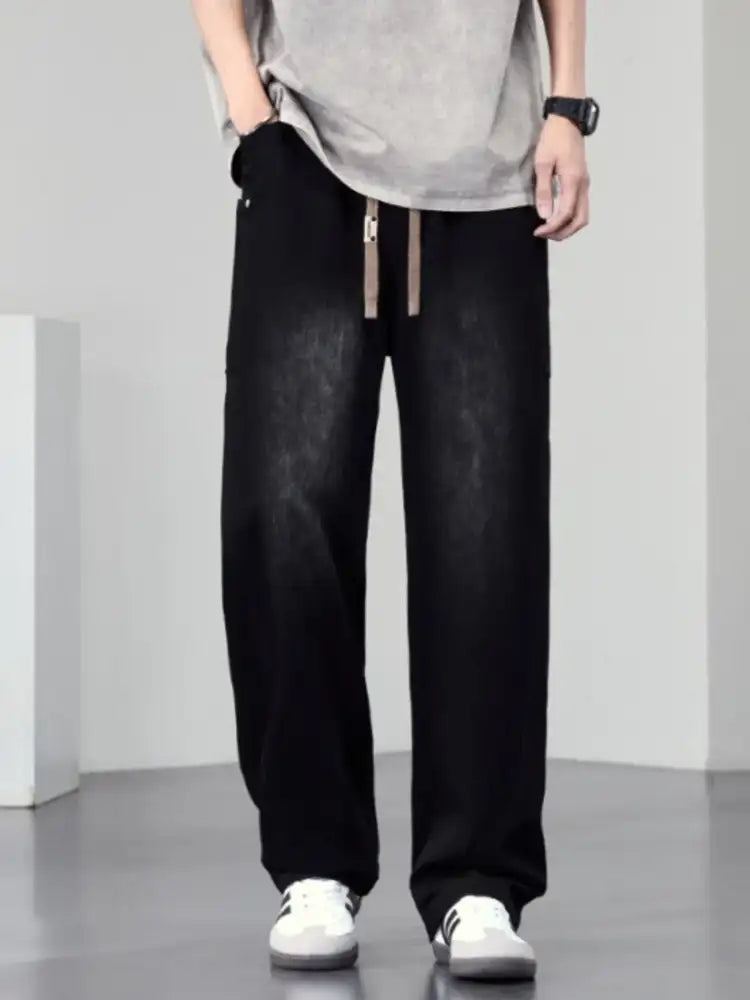 Men’s Plus Size Drawstring Wide Leg Jeans