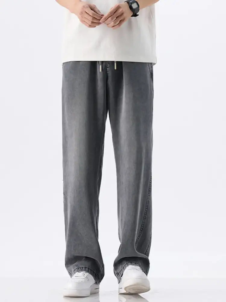 Men’s Plus Size Drawstring Wide Leg Jeans