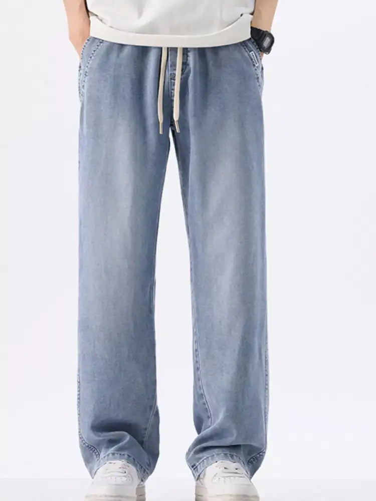 Men’s Plus Size Drawstring Wide Leg Jeans