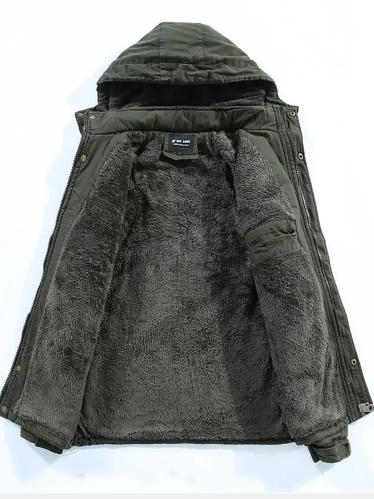 Men’s Plus Size Drawstring Zip Up Hooded Jacket