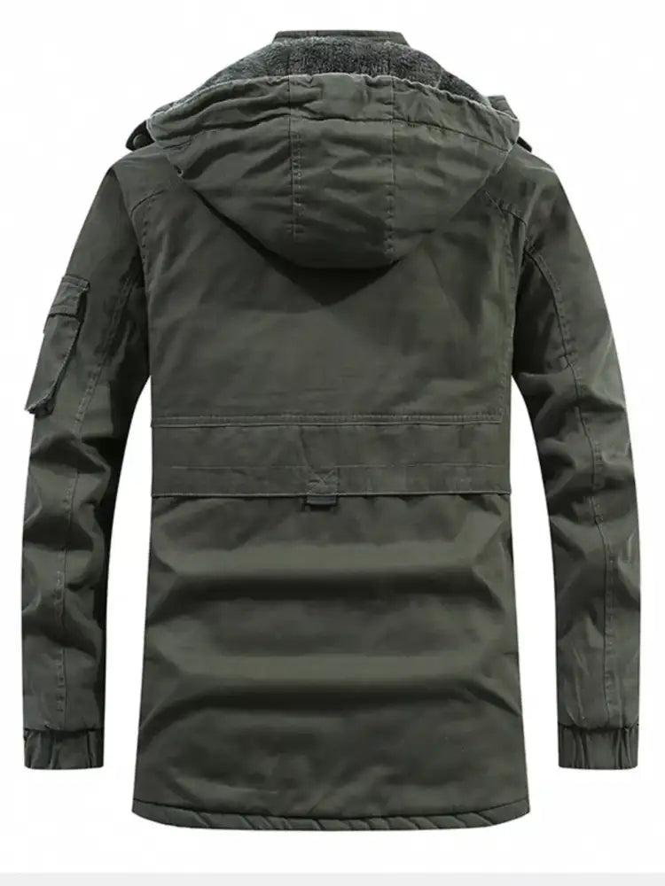 Men’s Plus Size Drawstring Zip Up Hooded Jacket